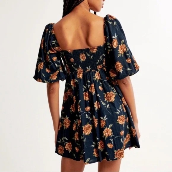 NWT Abercrombie & Fitch Emerson Linen-Blend Puff Sleeve Mini Dress Size XS - Picture 5 of 15